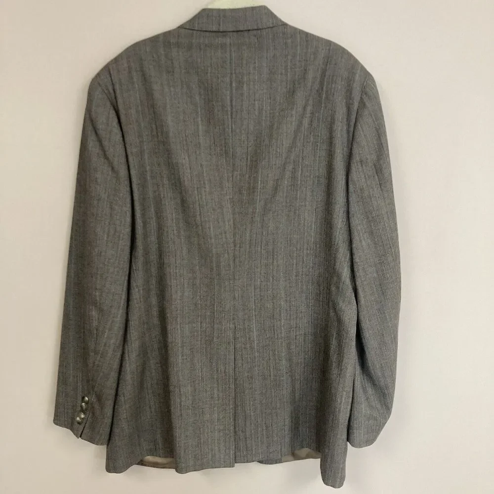 VTG Chaps by Ralph Lauren Blazer 44R Wool Gray Light Check Made in USA Suit Coat